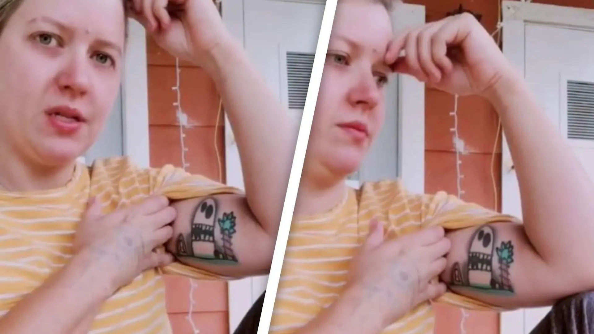 Diese Mutter bereut ihr Tattoo sichtlich.