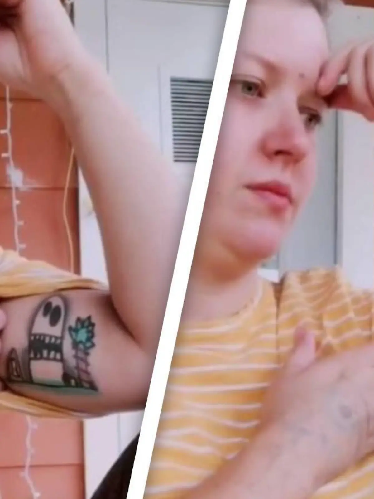 Diese Mutter bereut ihr Tattoo sichtlich.