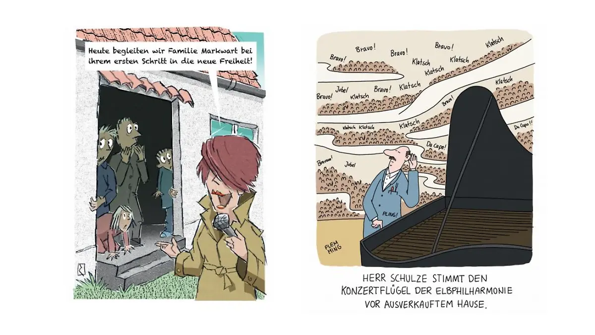 Cartoons von Jan Rieckhoff und Kai Flemming aus dem Buch "Die große Freiheit - Cartoons für nach Corona".