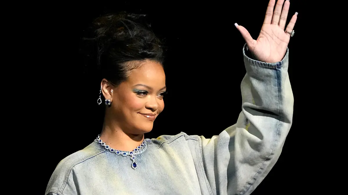 Rihanna addresses the audience during the Paramount Pictures presentation at CinemaCon 2023, Thursday, April 27, 2023, in Las Vegas. (AP Photo/Chris Pizzello)