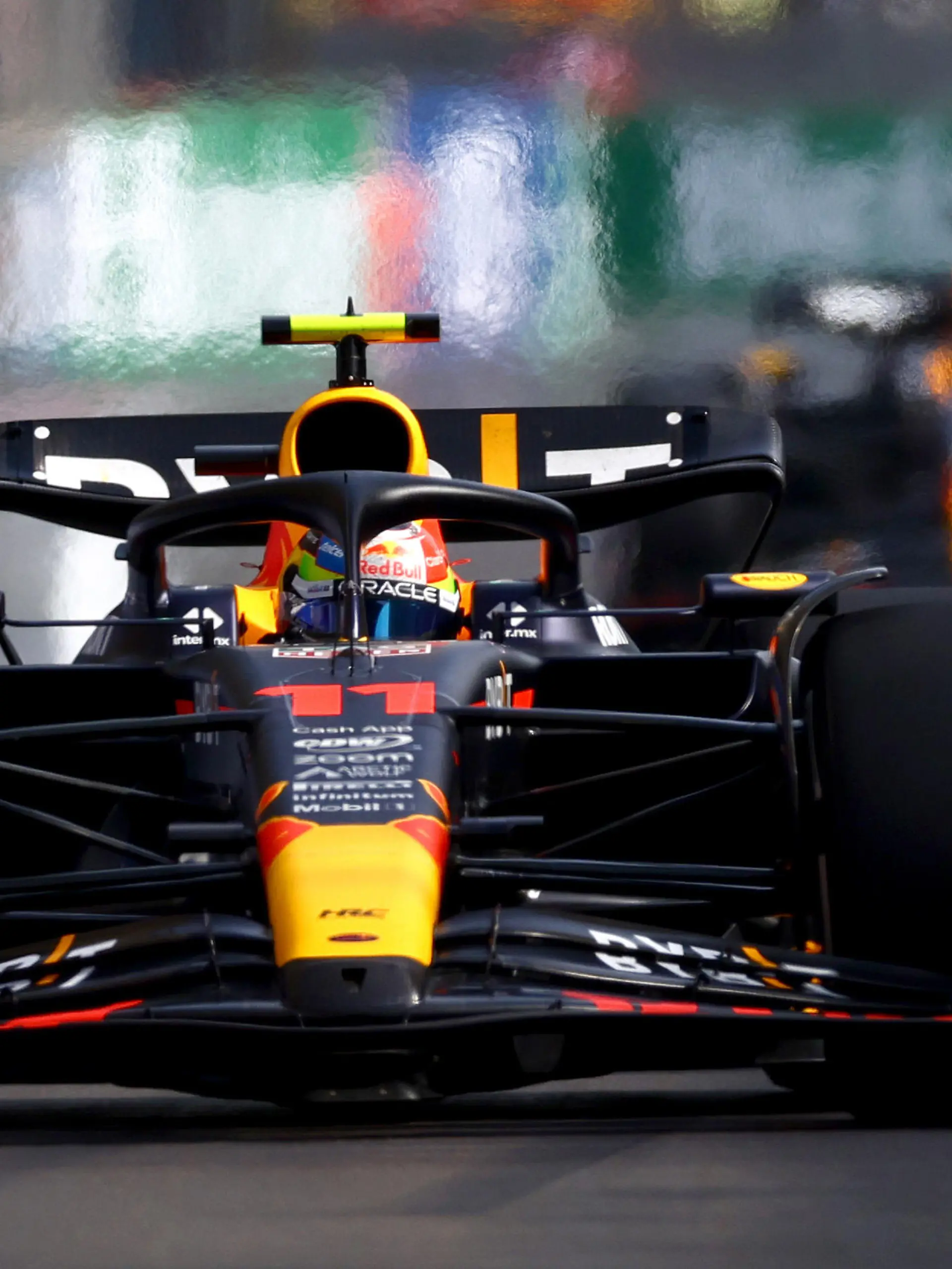 BAKU, AZERBAIJAN - APRIL 30: Sergio Perez of Mexico driving the (11) Oracle Red Bull Racing RB19 on track during the F1 Grand Prix of Azerbaijan at Baku City Circuit on April 30, 2023 in Baku, Azerbaijan. (Photo by Mark Thompson/Getty Images)