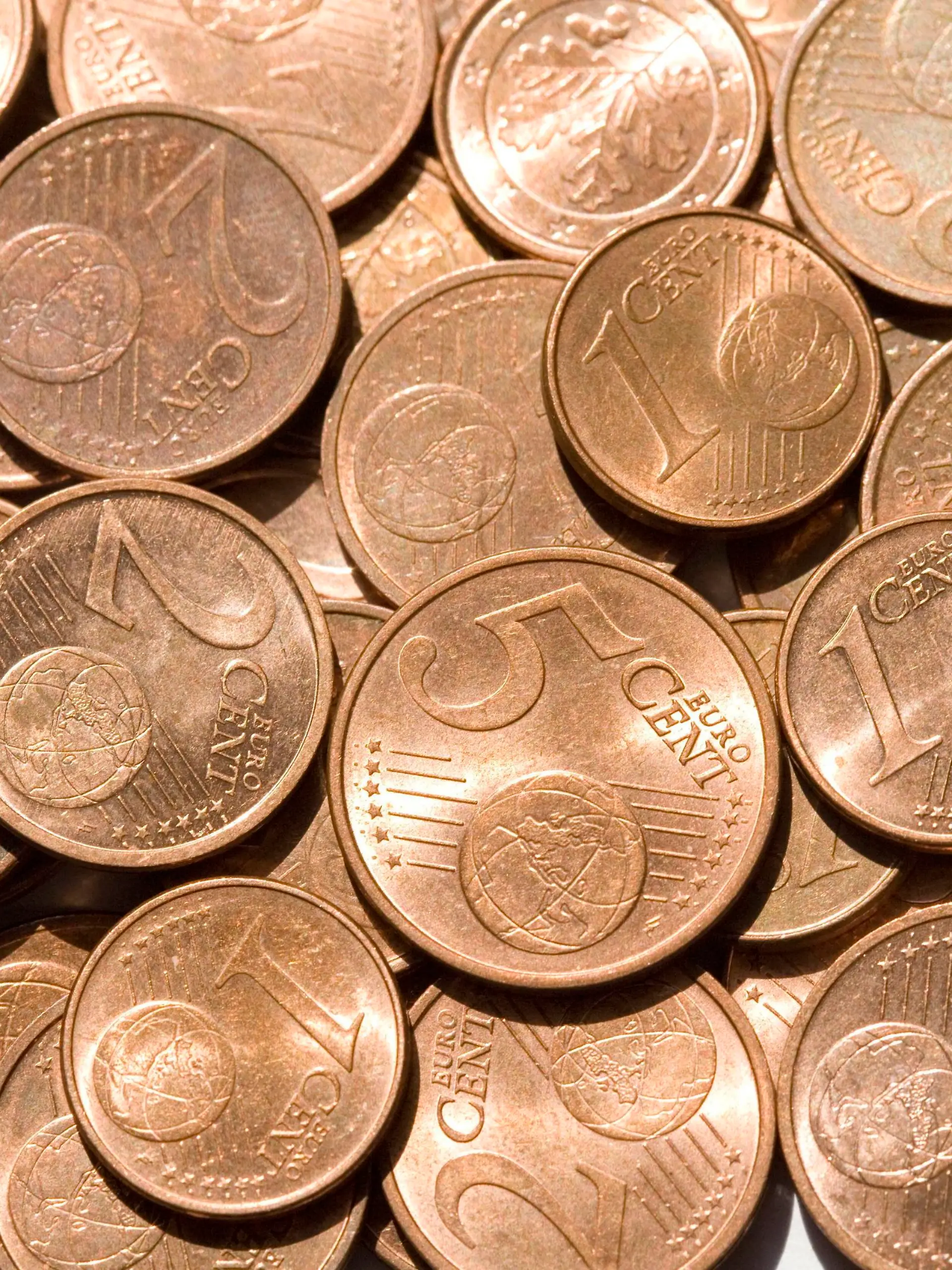 24.05.2013, 1, 2 und 5 Euro Cent Münzen.
