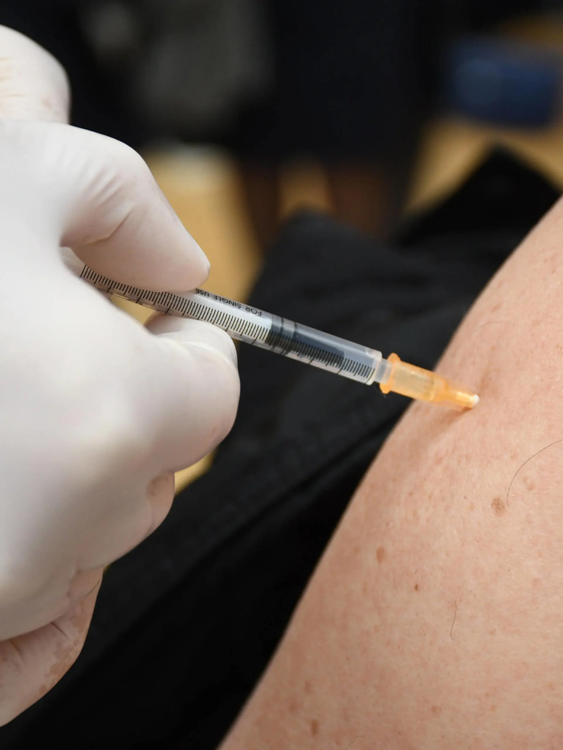 CROATIA COVID-19 mass vaccination A woman receives the Pfizer-BioNTech Comirnaty coronavirus disease COVID-19 vaccine during a mass vaccination at Koprivnica sports hall in Koprivnica, Croatia on April 10, 2021. DamirxSpehar/PIXSELL 