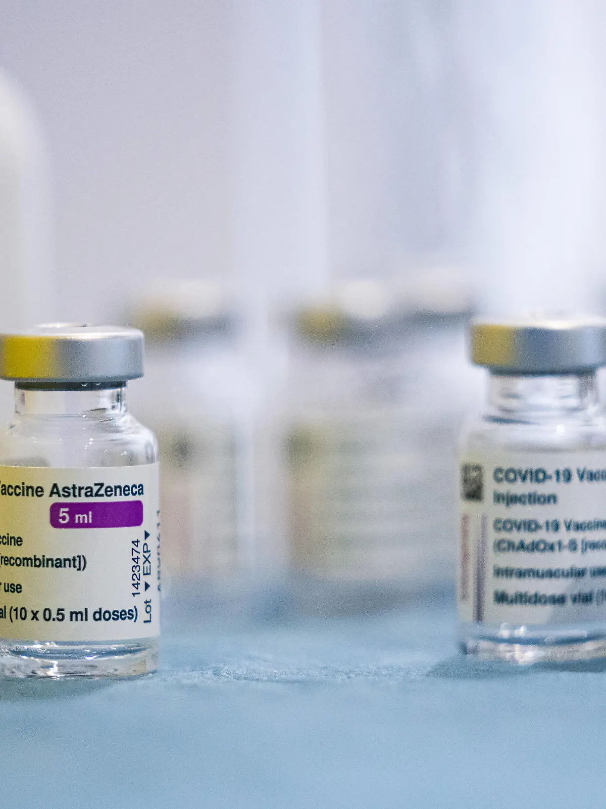  210407 -- CORNELLA, April 7, 2021 -- Photo taken on April 7, 2021 shows AstraZeneca COVID-19 vaccines in Cornella, Spain. The European Medicines Agency EMA confirmed on Wednesday that the occurrence of blood clots with low blood platelets are strongly associated with the administration of AstraZeneca COVID-19 vaccine, but should be still listed as very rare side effects. Photo by /Xinhua SPAIN-CORNELLA-ASTRAZENECA COVID-19 VACCINE JoanxGosa PUBLICATIONxNOTxINxCHN
