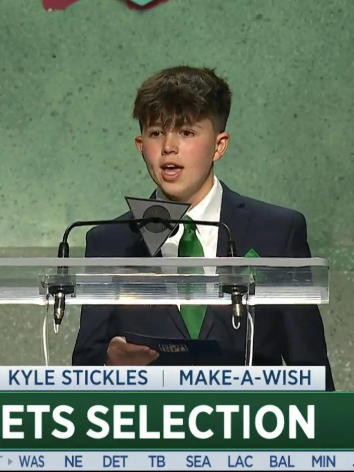 Kyle Stickles ist 13 Jahre alt und darf den Pick seines Teams ansagen.