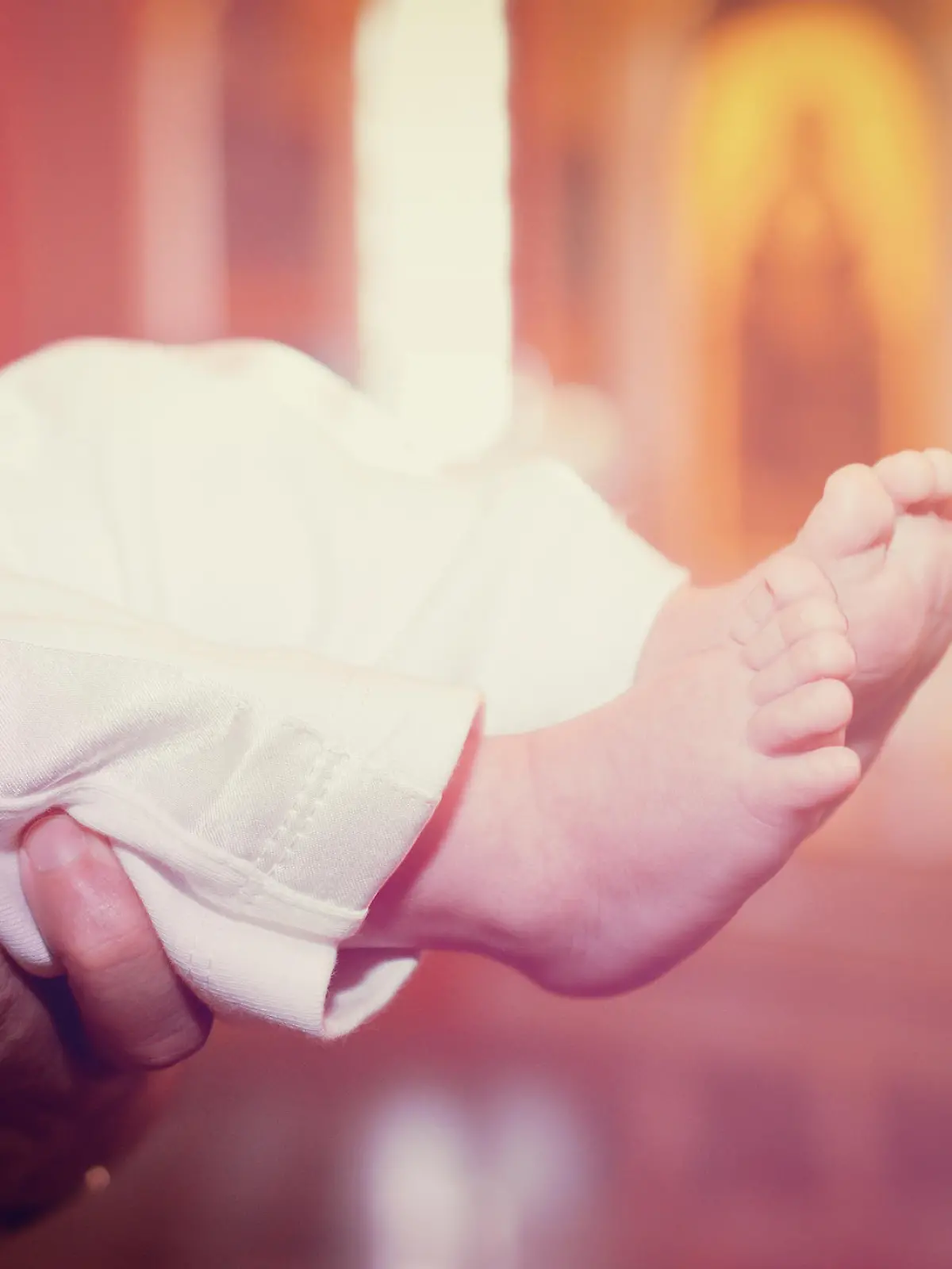 baby foot in the church after the baptism