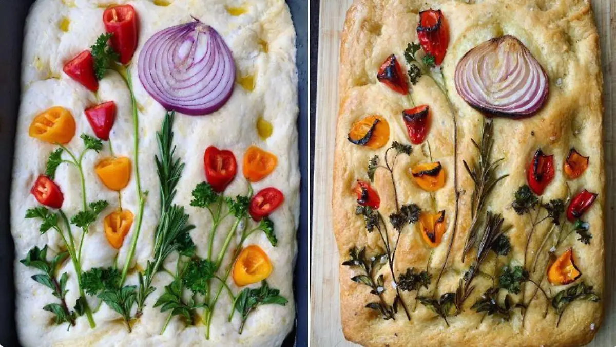 Ofenbrot mit Gemüse wird zur leckeren Blumenwiese.