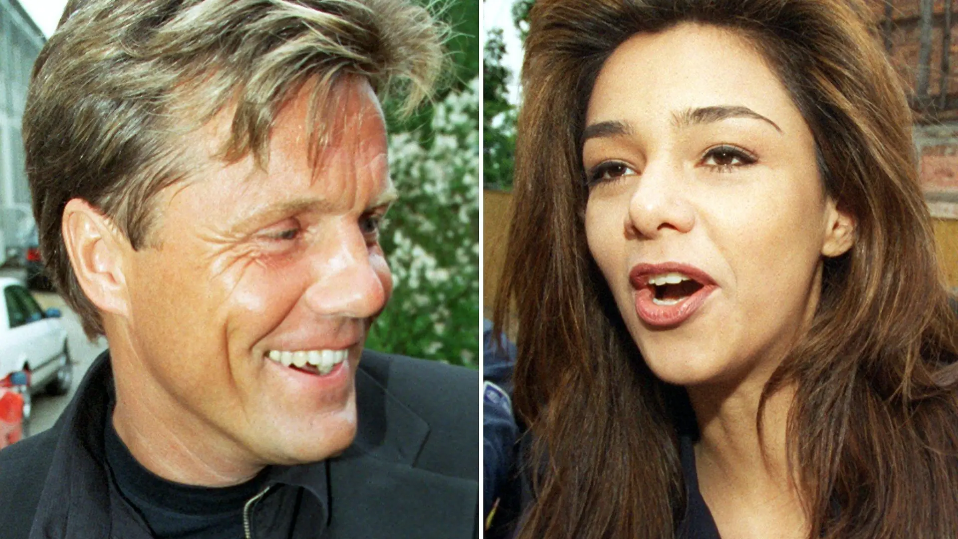 Die Kombo mit Archivbildern vom 27.05.1997 zeigt den Popstar Dieter Bohlen und Showmasterin Verona Feldbusch vor ihrem Scheidungstermin in Hamburg. Ein gutes Jahr nach der spektakulären Scheidung kann sich Bohlen vorstellen, wieder mit Verona Feldbusch zusammenzuleben. In der Illustrierten «Bunte» bestätigte der Modern Talking-Star einen gemeinsamen Mallorca-Urlaub mit seiner Ex-Frau. Im vergangenen Jahr hatten Bohlen und Feldbusch geheiratet und sich nach vier Wochen wieder scheiden lassen. Für Verona Feldbusch war die Blitzehe der Einstieg in ihre Fernseh-Karriere. dpa (zu dpa 0308) COLORplus