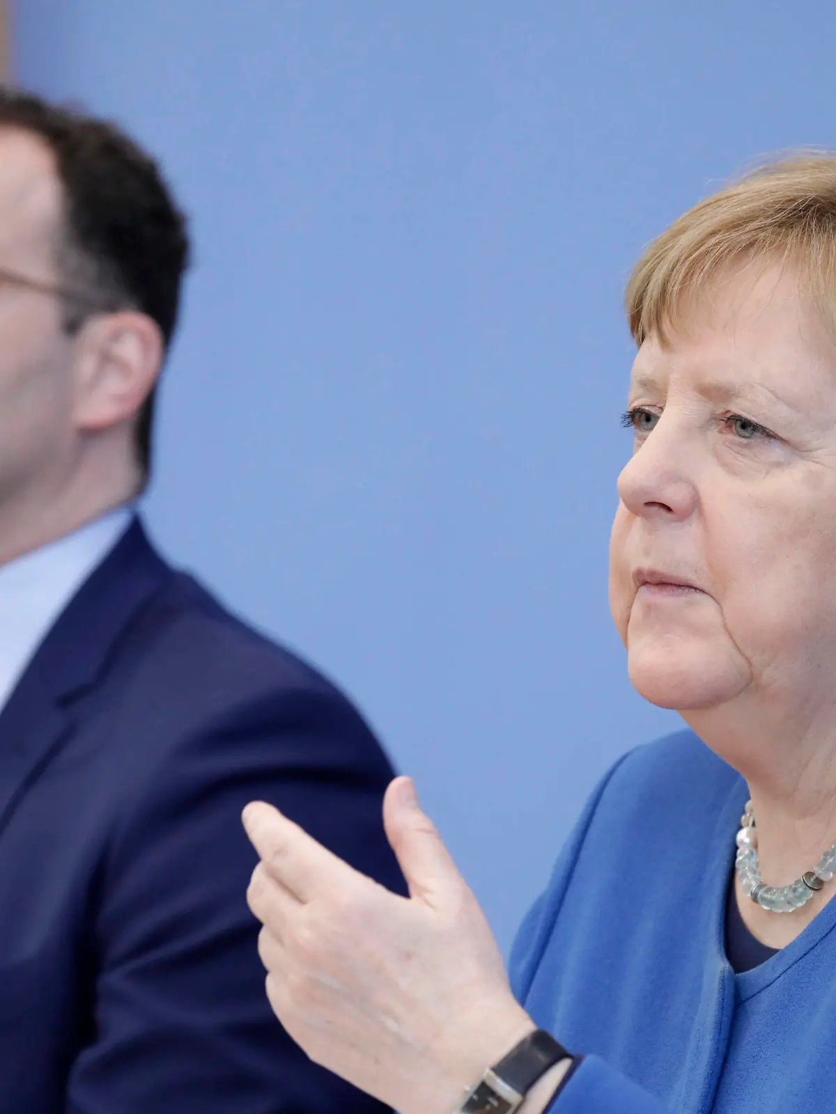  Jens Spahn, Bundesminister fuer Gesundheit, CDU, Angela Merkel, Bundeskanzlerin, CDU PK zu Ausbreitung des Coronavirus, DEU, Berlin, 11.03.2020