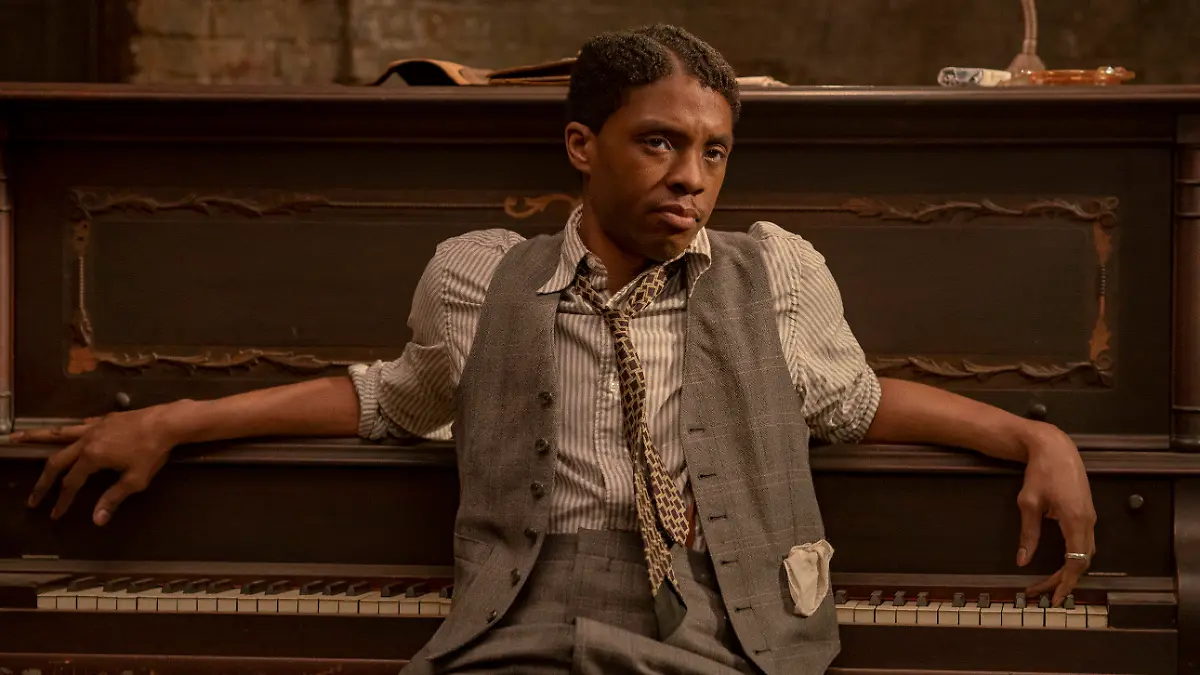 This image released by Netflix shows Chadwick Boseman in "Ma Rainey's Black Bottom." (David Lee/Netflix via AP)