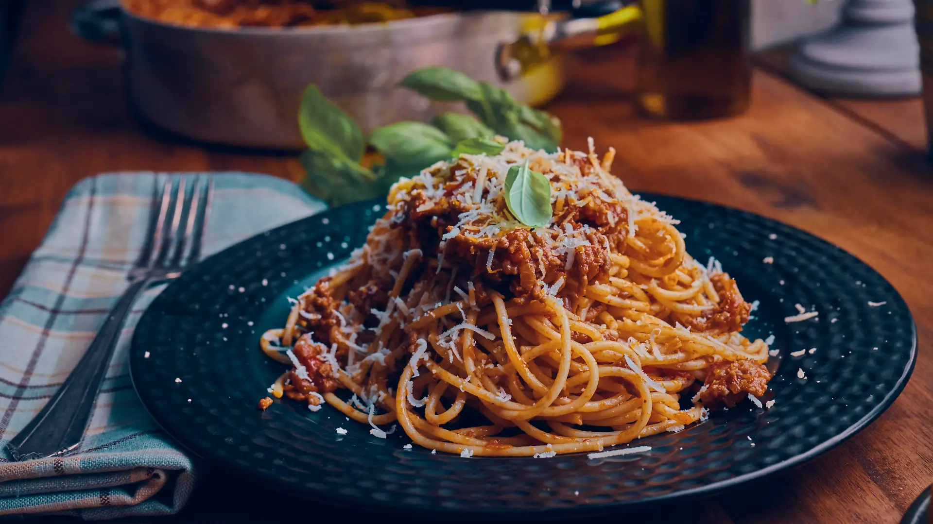 Eating Homemade Spaghetti Bolognese