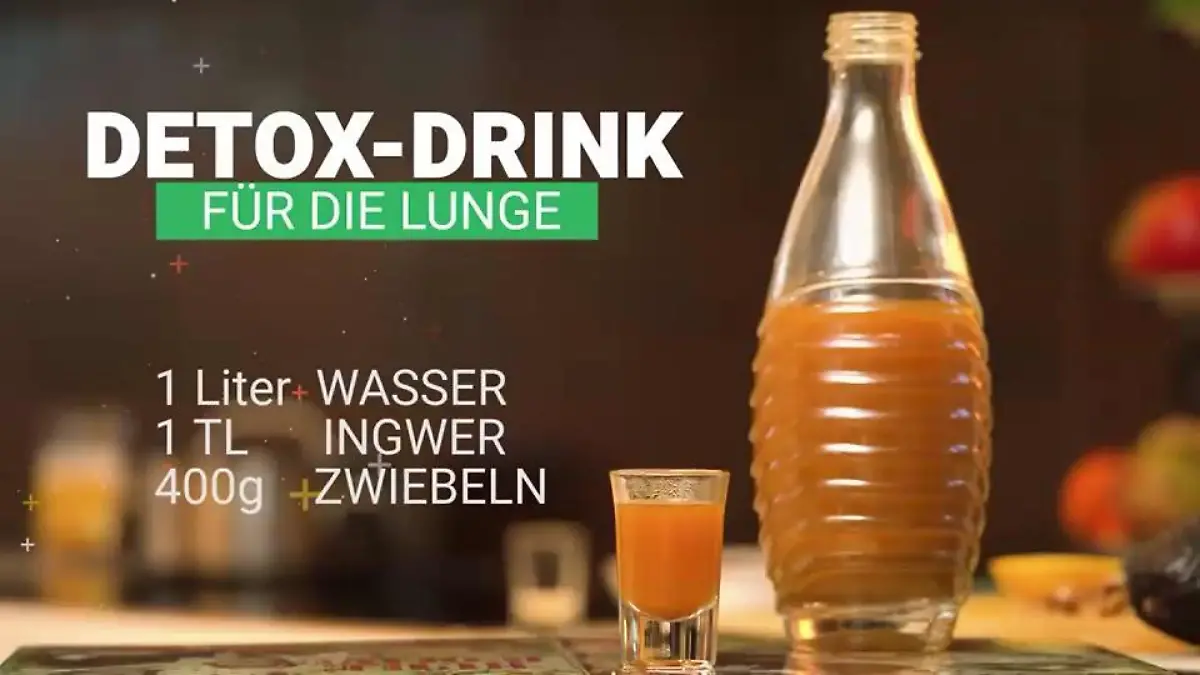 Rezept für Detox-Drink aus Wasser, Ingwer und Zwiebeln.