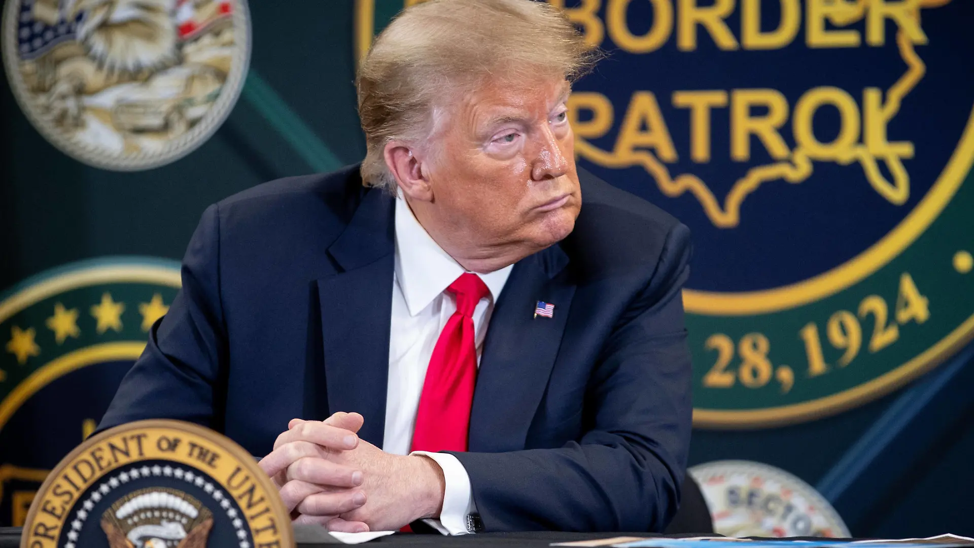 U.S President Trump Roundtable on Border Security June 23, 2020, Yuma, AZ, United States of America: U.S. President Donald Trump during a roundtable discussion on border security June 23, 2020 in Yuma, Arizona. Credit Image: Jerry Glaser/Cbp Photos/Planet Pix via ZUMA Wire Yuma AZ United States of America *** U S President Trump Roundtable on Border Security June 23, 2020, Yuma, AZ, United States of America U S President Donald Trump during a roundtable discussion on border security June 23, 2020 in Yuma, Arizona Credit Image Jerry Glaser Cbp Photos Planet Pix via ZUMA Wire Yuma AZ United States of America Poolfoto ZUMAPRESS.com ,EDITORIAL USE ONLY