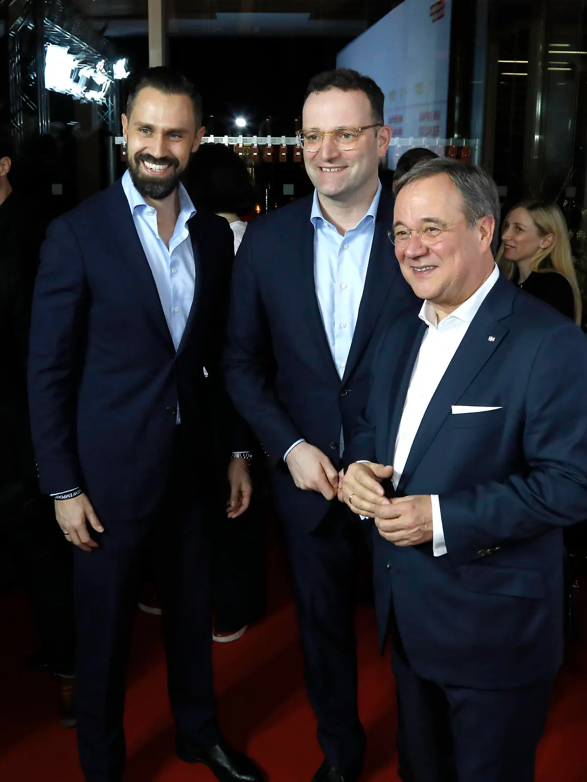 Daniel Funke, Jens Spahn und Armin Laschet beim NRW Empfang während der Berlinale 2020 / 70. Internationale Filmfestspiele Berlin in der Vertretung des Landes Nordrhein-Westfalen. Berlin, 23.02.2020 *** Daniel Funke, Jens Spahn and Armin Laschet at the NRW reception during the Berlinale 2020 70 Berlin International Film Festival at the Representation of the State of North Rhine-Westphalia Berlin, 23 02 2020 Foto:xD.xBedrosianx/xFuturexImage