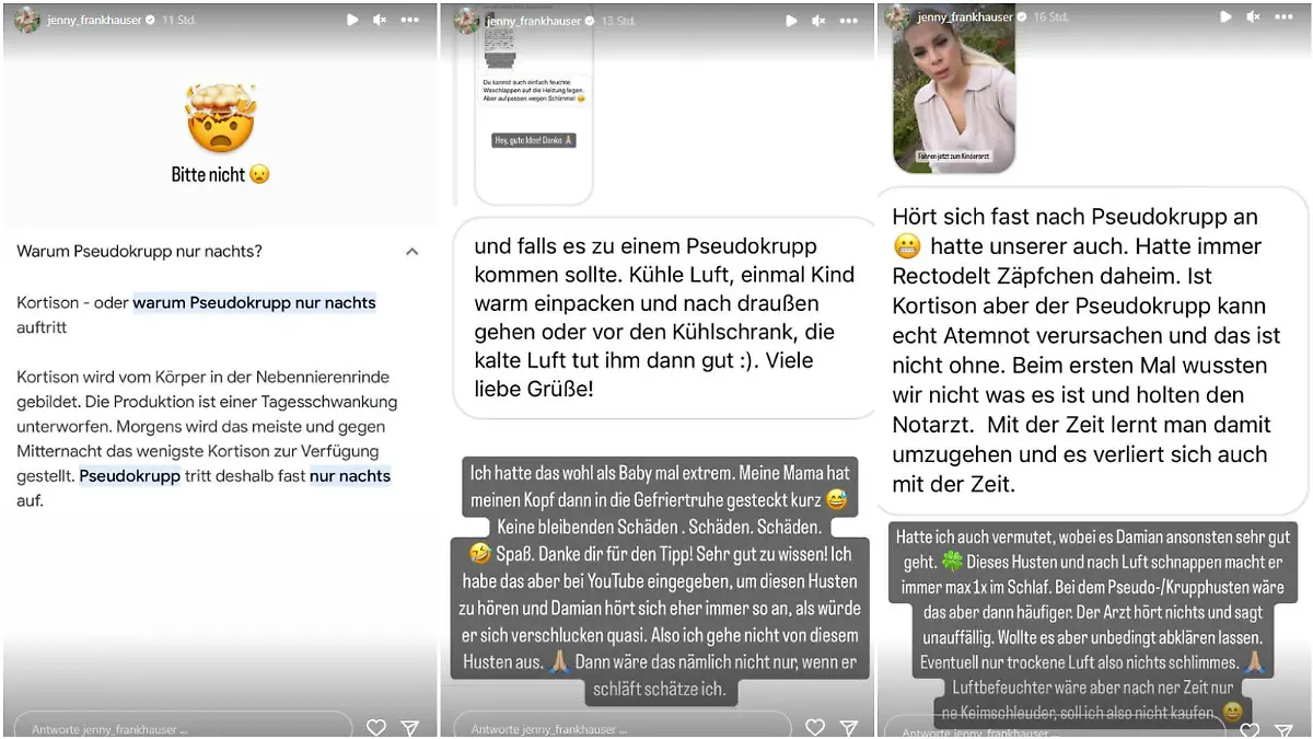 Jenny Frankhauser: Angst um Sohn wegen Krupphusten