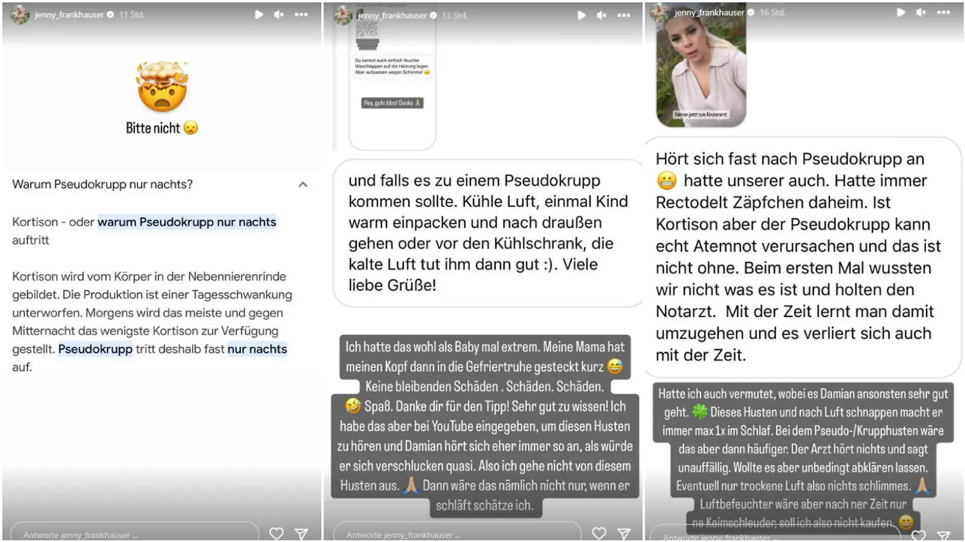 Jenny Frankhauser: Angst um Sohn wegen Krupphusten