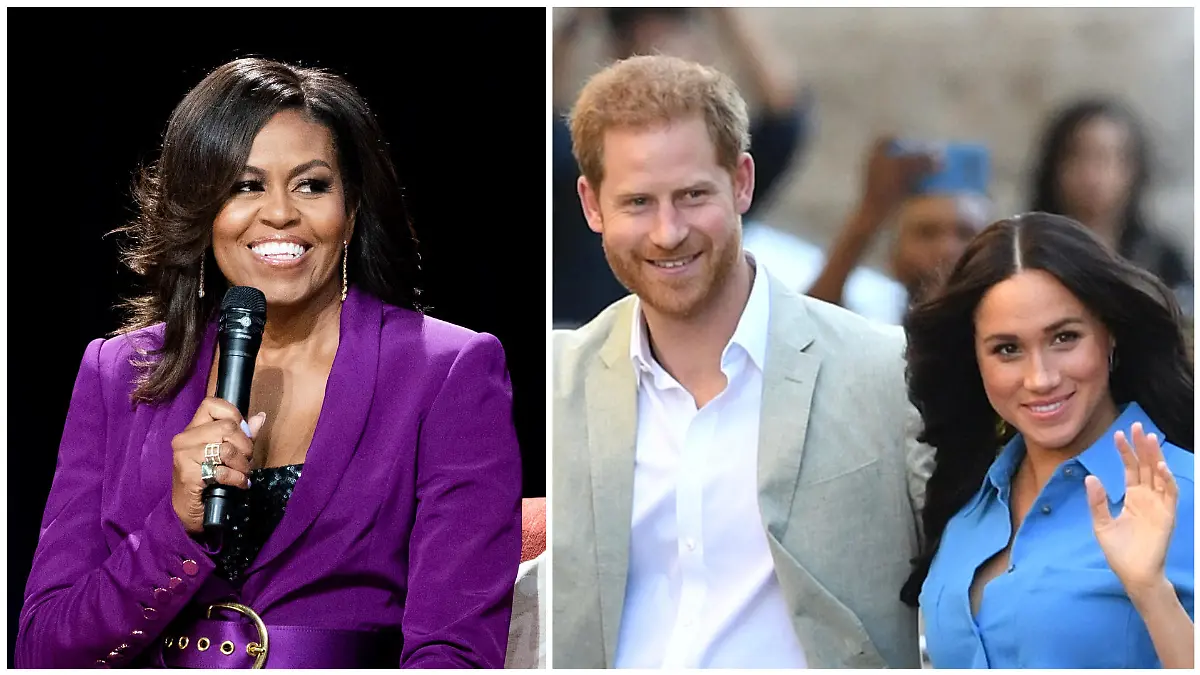 Michelle Obama (li.) äußert sich zu Herzogin Meghans TV-Interview.