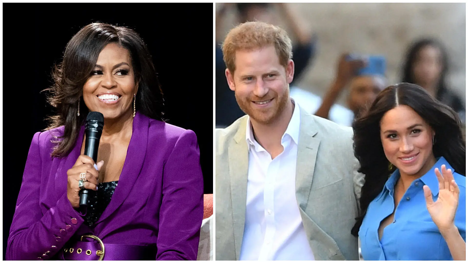 Michelle Obama (li.) äußert sich zu Herzogin Meghans TV-Interview.