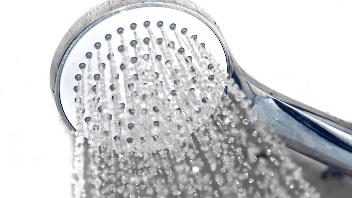  Leitungswasser im Alltag Aus einem Duschkopf läuft Wasser *** Tap water in everyday life Water runs out of a shower head