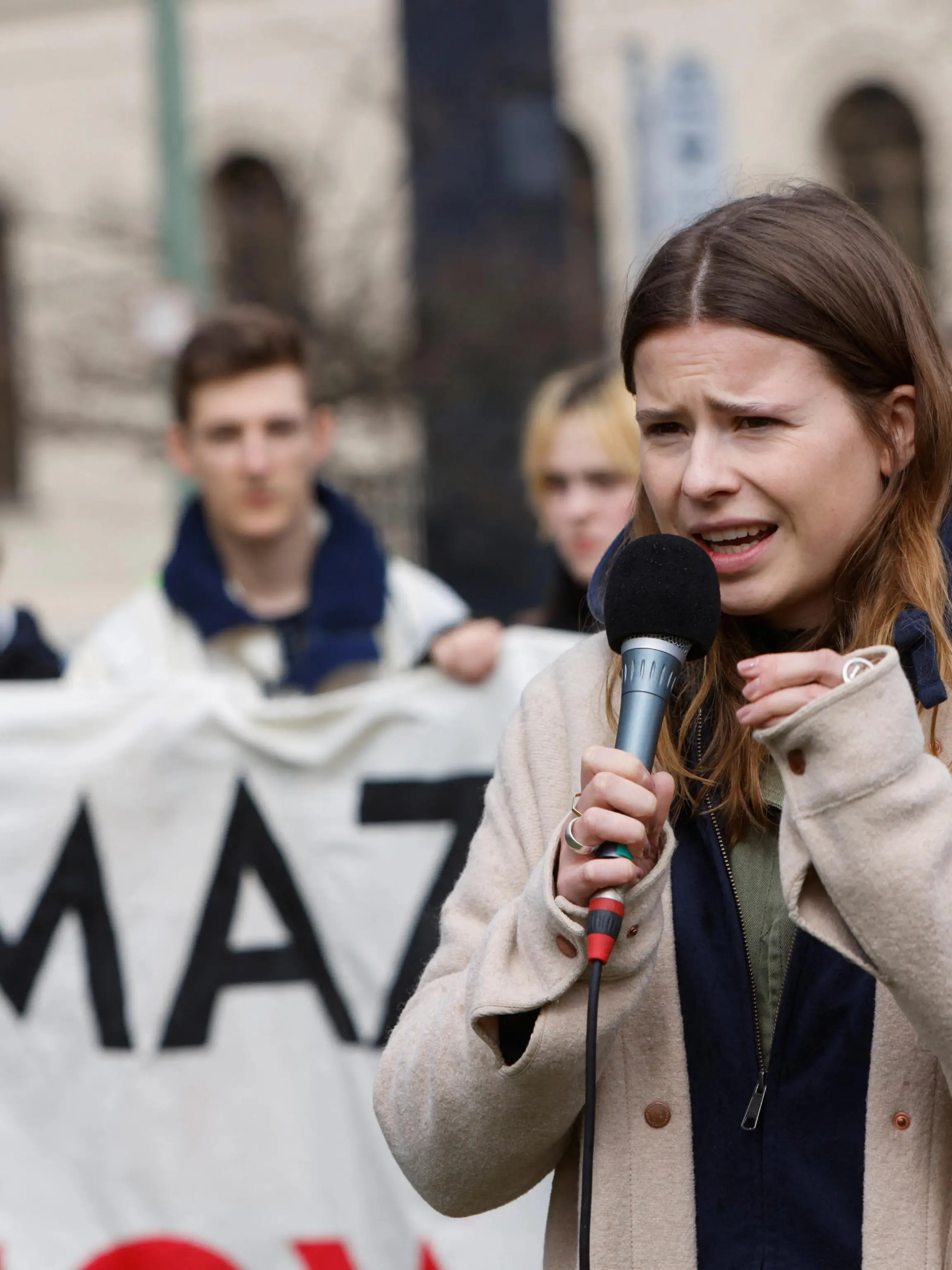 Environment activist Luisa Neubauer speaks during a rally of Friday for Future against the climate policy of the government, in Berlin, Germany, March 31, 2023. REUTERS/Michele Tantussi