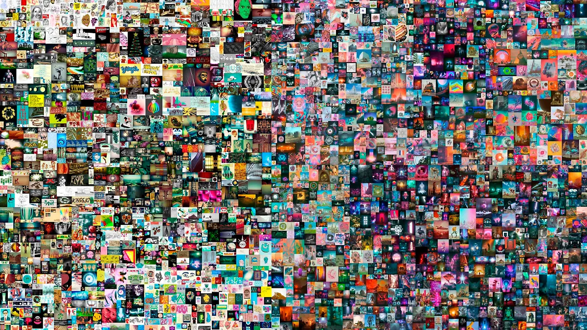 HANDOUT - 11.03.2021, ---: Die Collage des Künstlers Mike Winkelmann, Künstlername Beeple, mit dem Titel «Everydays: The First 5000 Days» erreichte nach zweiwöchiger Versteigerung einen Preis von 69 346 250 Dollar (rund 57,8 Millionen Euro), wie das Auktionshaus Christie's am Donnerstag mitteilte. (zu dpa "Auktions-Rekord: 69 Millionen Dollar für digitales Kunstwerk") Foto: -/Christie's/dpa - ACHTUNG: Nur zur redaktionellen Verwendung im Zusammenhang mit der aktuellen Berichterstattung und nur mit vollständiger Nennung des vorstehenden Credits +++ dpa-Bildfunk +++