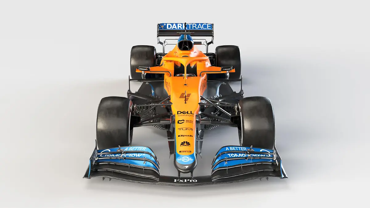 HANDOUT - 15.02.2021, Großbritannien, -: Das von McLaren F1 zur Verfügung gestellte Bild zeigt den neuen Formel-1-Wagen MCL35M von McLaren Mercedes. Foto: Mclaren F1/PA Media/dpa - ACHTUNG: Nur zur redaktionellen Verwendung im Zusammenhang mit der aktuellen Berichterstattung und nur mit vollständiger Nennung des vorstehenden Credits +++ dpa-Bildfunk +++