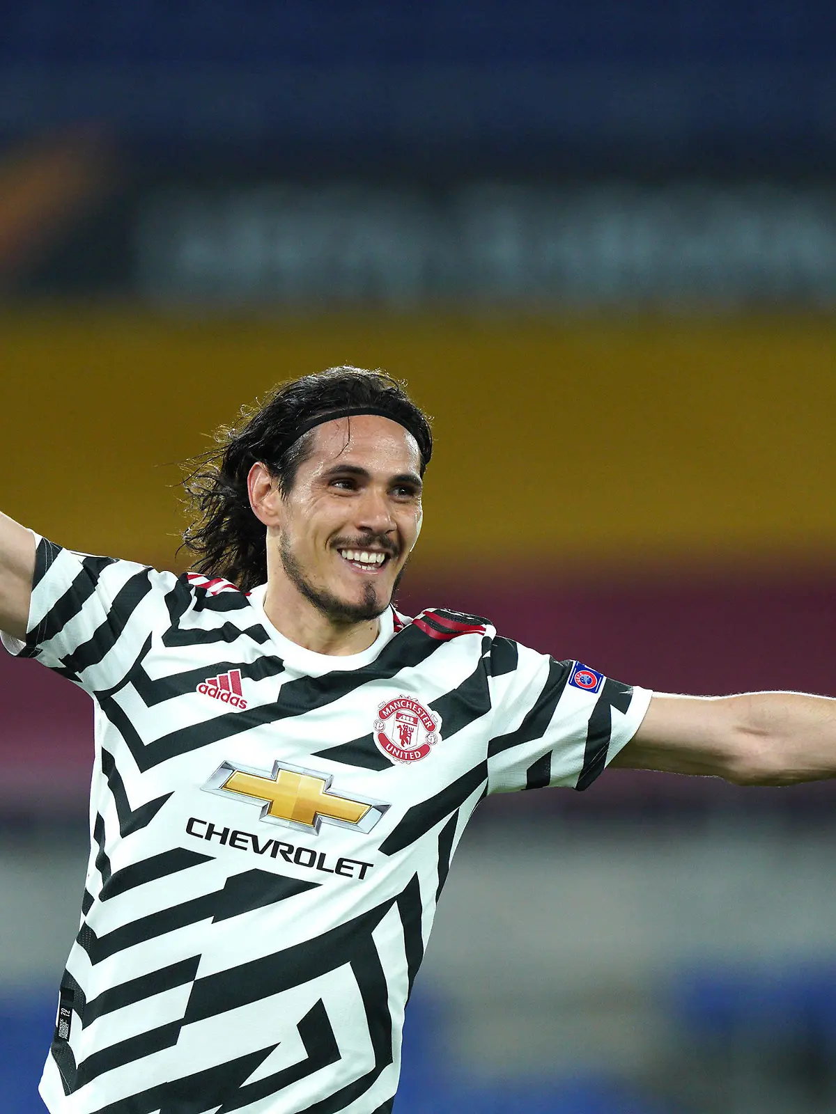  Edinson Cavani of Manchester United, ManU celebrates after scoring second goal during the UEFA Europa League Semi-Final match between AS Roma and Manchester United at Stadio Olimpico, Rome, Italy on 6 May 2021. Photo by Giuseppe Maffia. Rome Stadio Olimpico Rome Italy Copyright: xGiuseppexMaffiax SP24-31-013