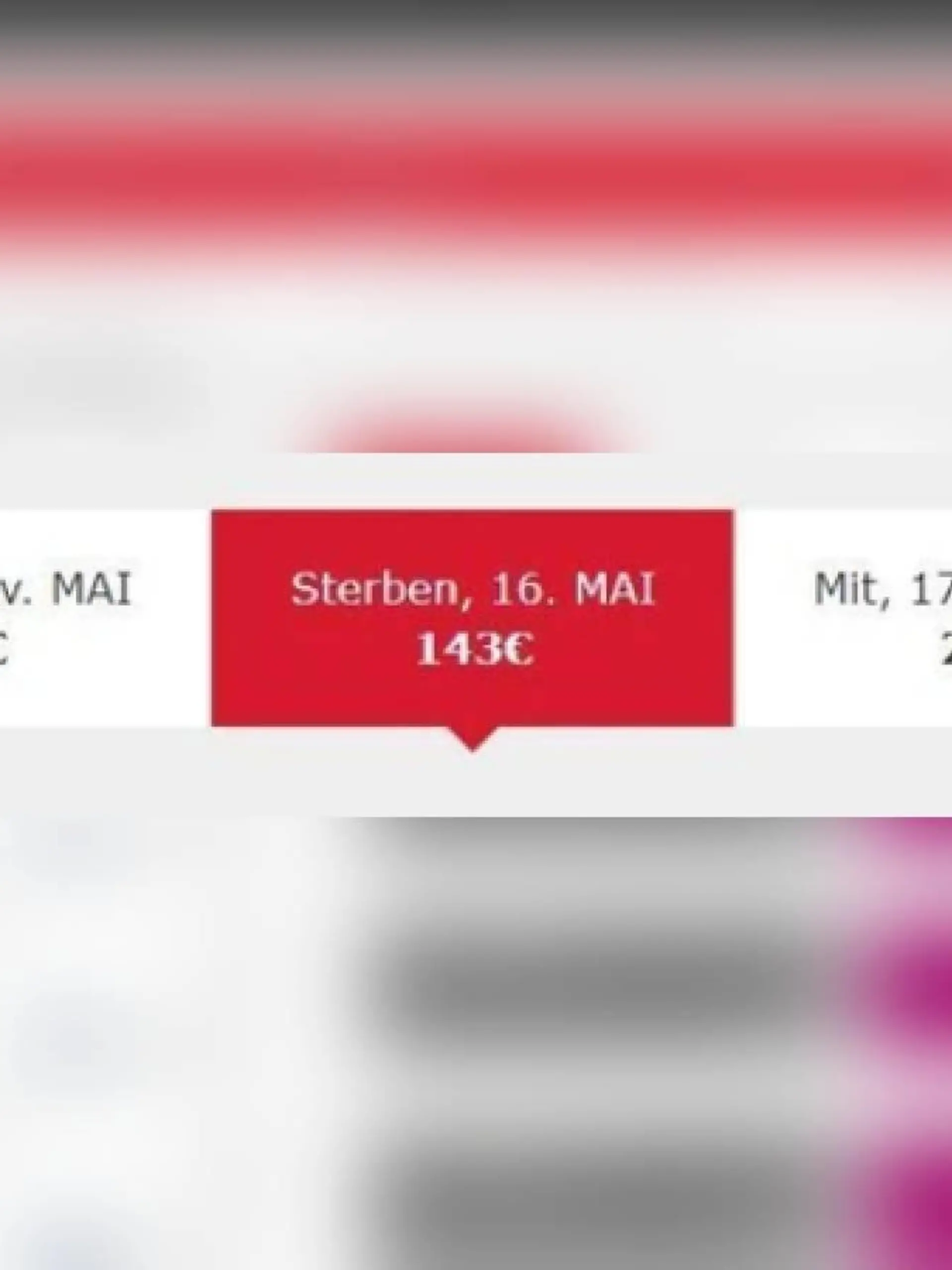 Eine Flugsuchmaschine macht die Angabe "Sterben".