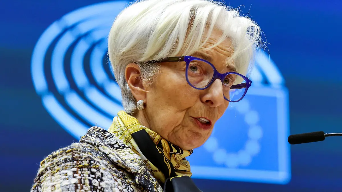European Central Bank President Christine Lagarde addresses European lawmakers during a plenary session at the European Parliament in Brussels, Belgium February 8, 2021. Olivier Matthys/Pool via REUTERS