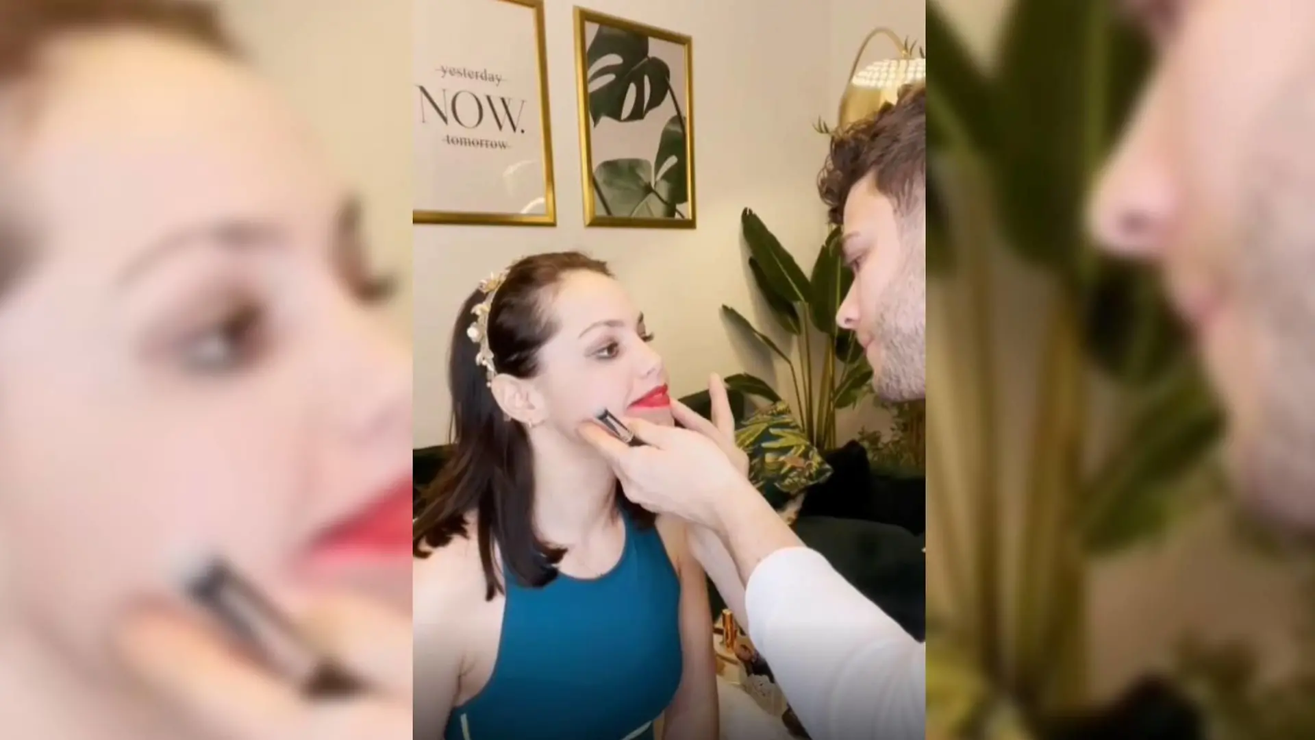 Beauty-Session bei Christina Luft und Luca Hänni: Der Sänger schminkt seine Freundin.