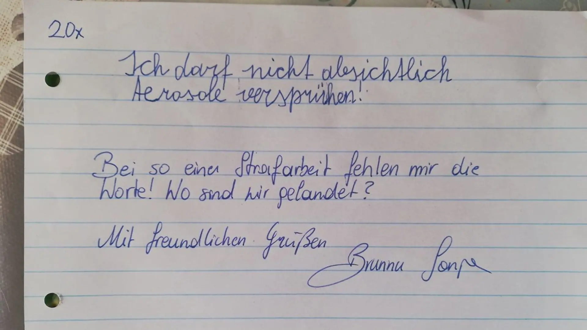 Ein Lehrer aus Kärnten gab seinem Schüler diese Strafarbeit.