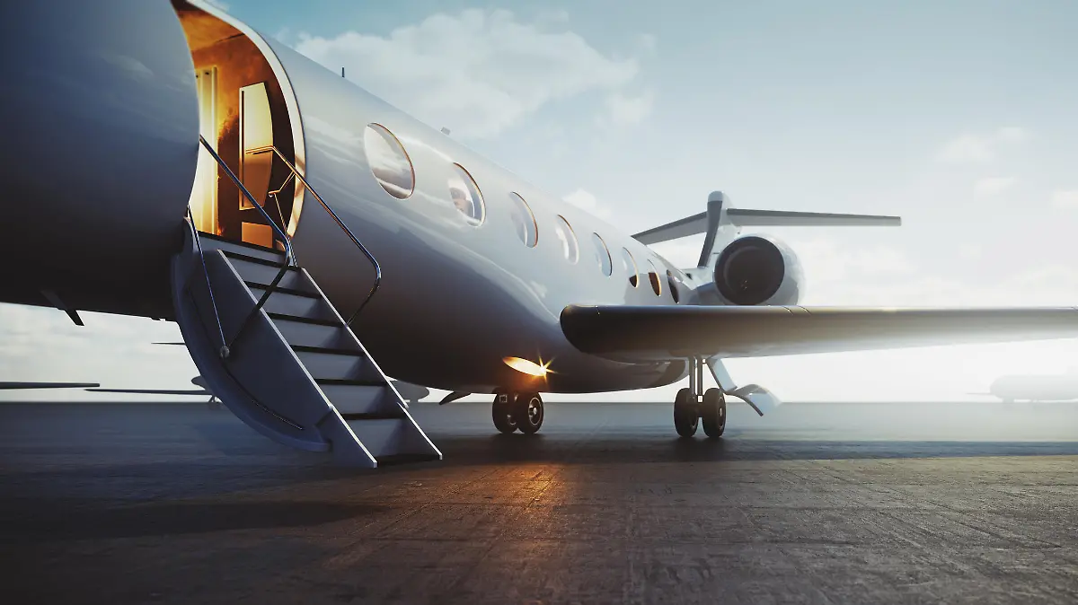Privatjet steht am Flughafen