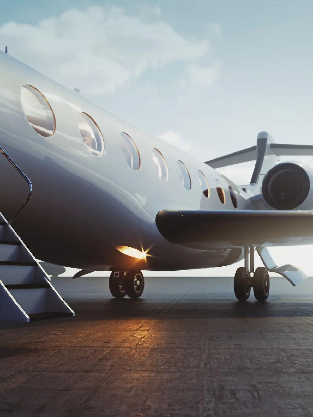 Privatjet steht am Flughafen