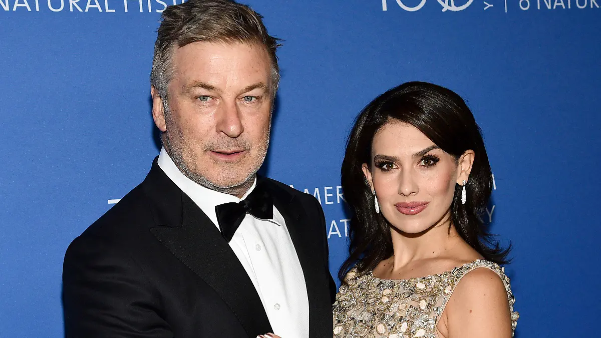 FILE - Alec Baldwin, left, and wife Hilaria Baldwin attend the American Museum of Natural History's Museum Gala on Nov. 21, 2019, in New York. The couple on Wednesday, Sept. 9, 2020, announced the arrival of a baby boy, their fifth child together. Hilaria Baldwin posted on Instagram and said the boy “is perfect and we couldn't be happier. Stay tuned for a name.” (Photo by Evan Agostini/Invision/AP, File)