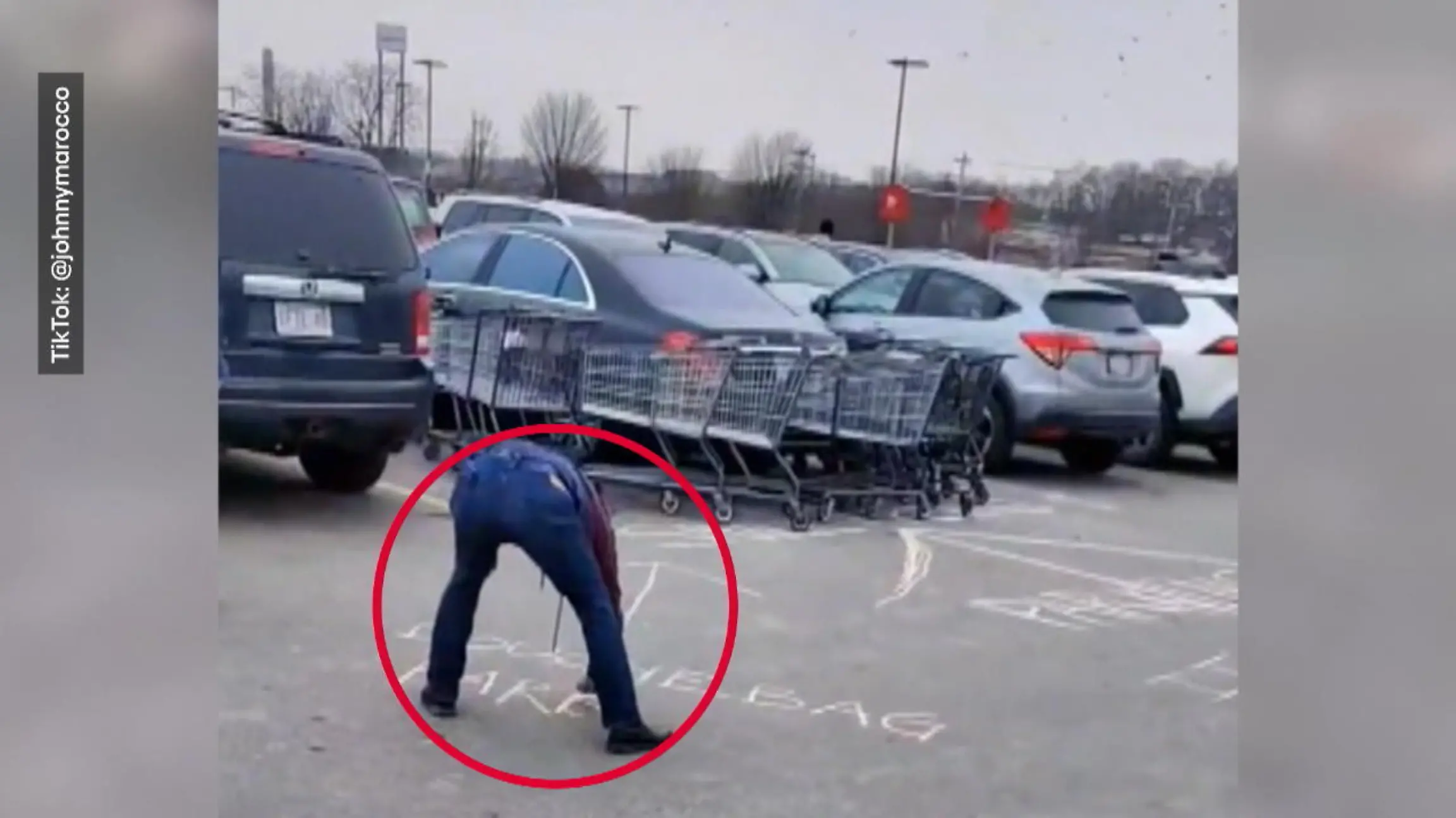 Falschparker mit Einkaufswagen umstellt Gerechtigkeit!