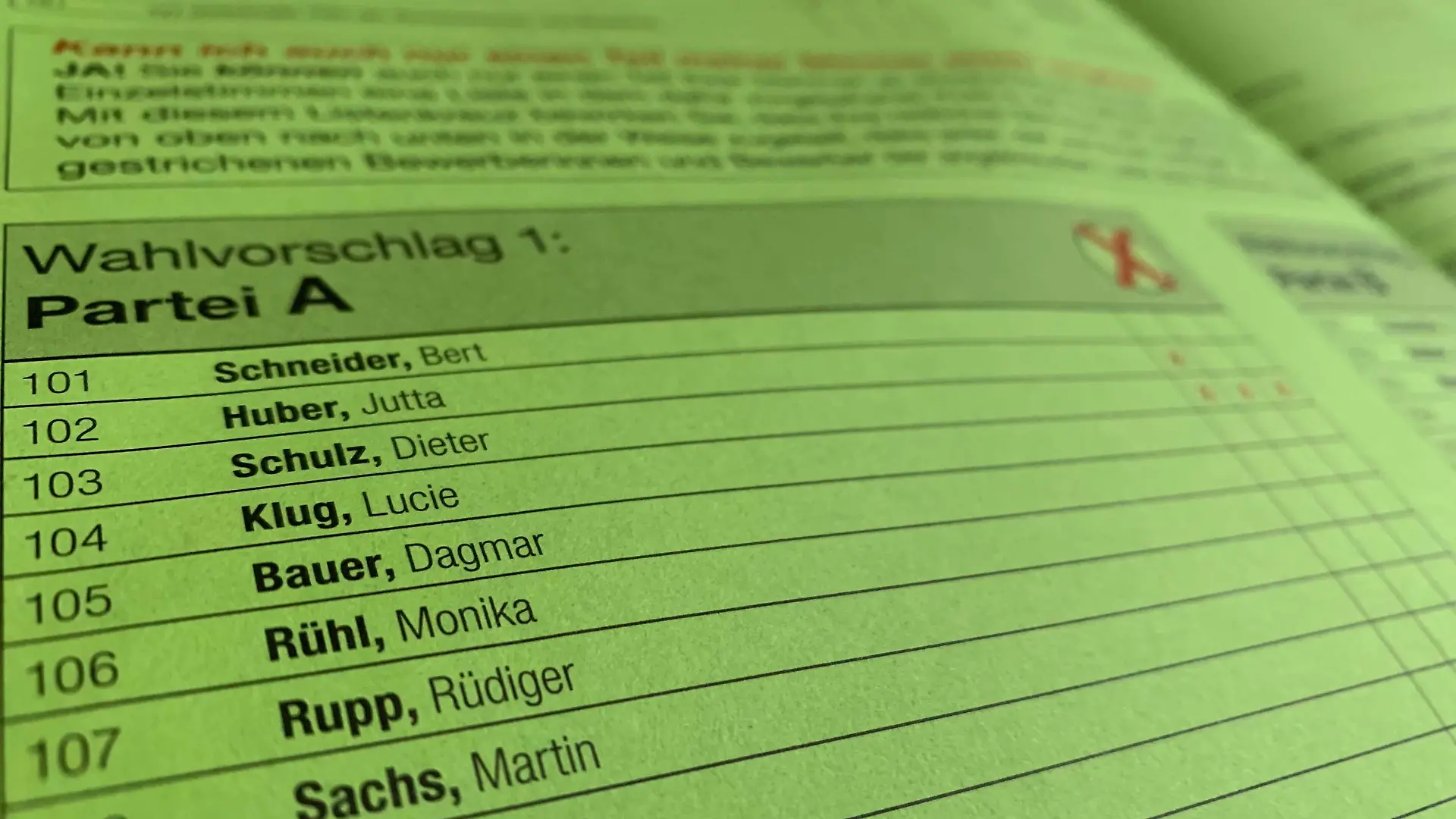 Wahlzettel Kommunalwahlen Hessen