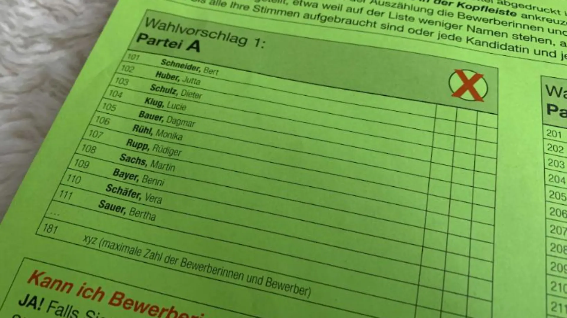 Wahlzettel Kommunalwahl Hessen