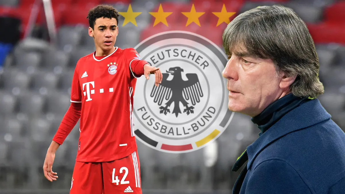 Jamal Musiala hat sich für den DFB mit Bundestrainer Löw entschieden