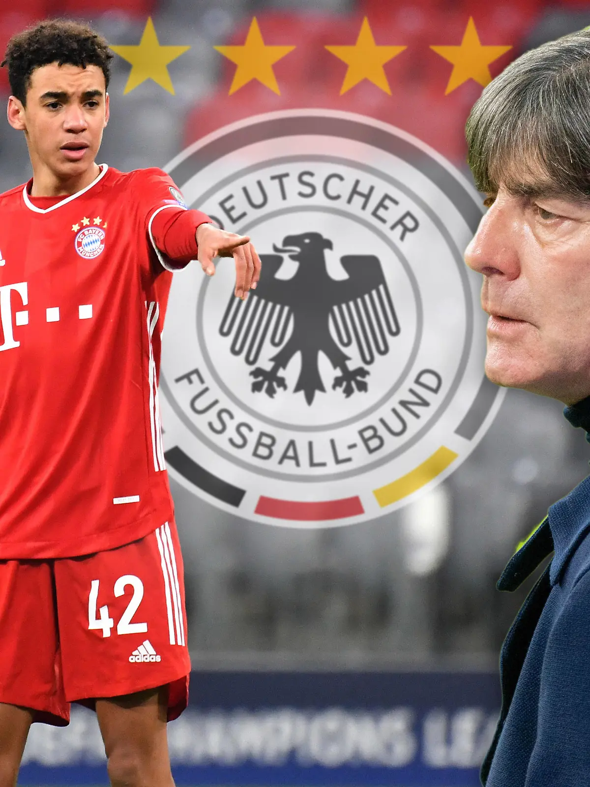 Jamal Musiala hat sich für den DFB mit Bundestrainer Löw entschieden