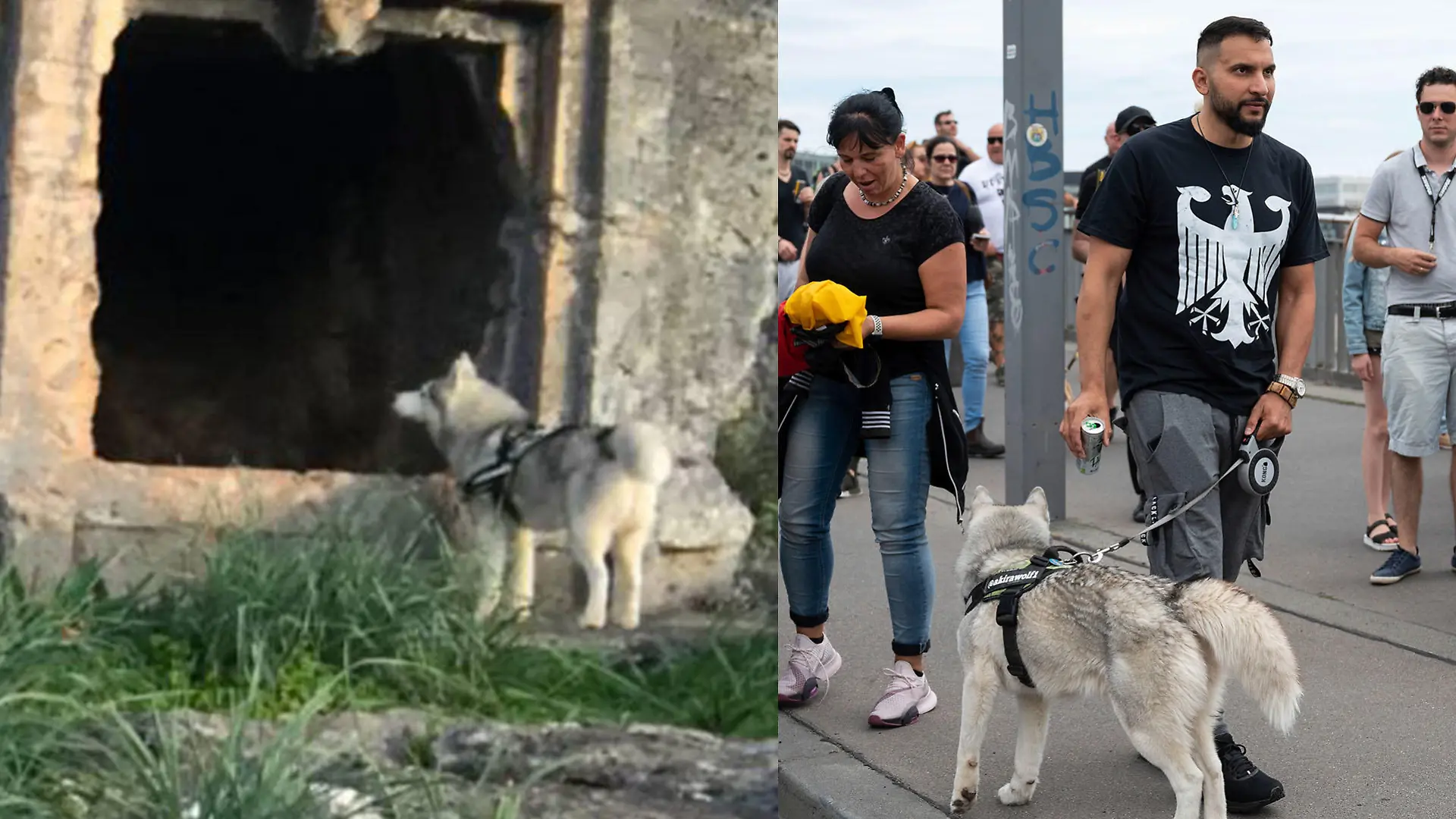 Demonstration gegen Corona-Einschränkungen - Attila Hildmann mit Hund
