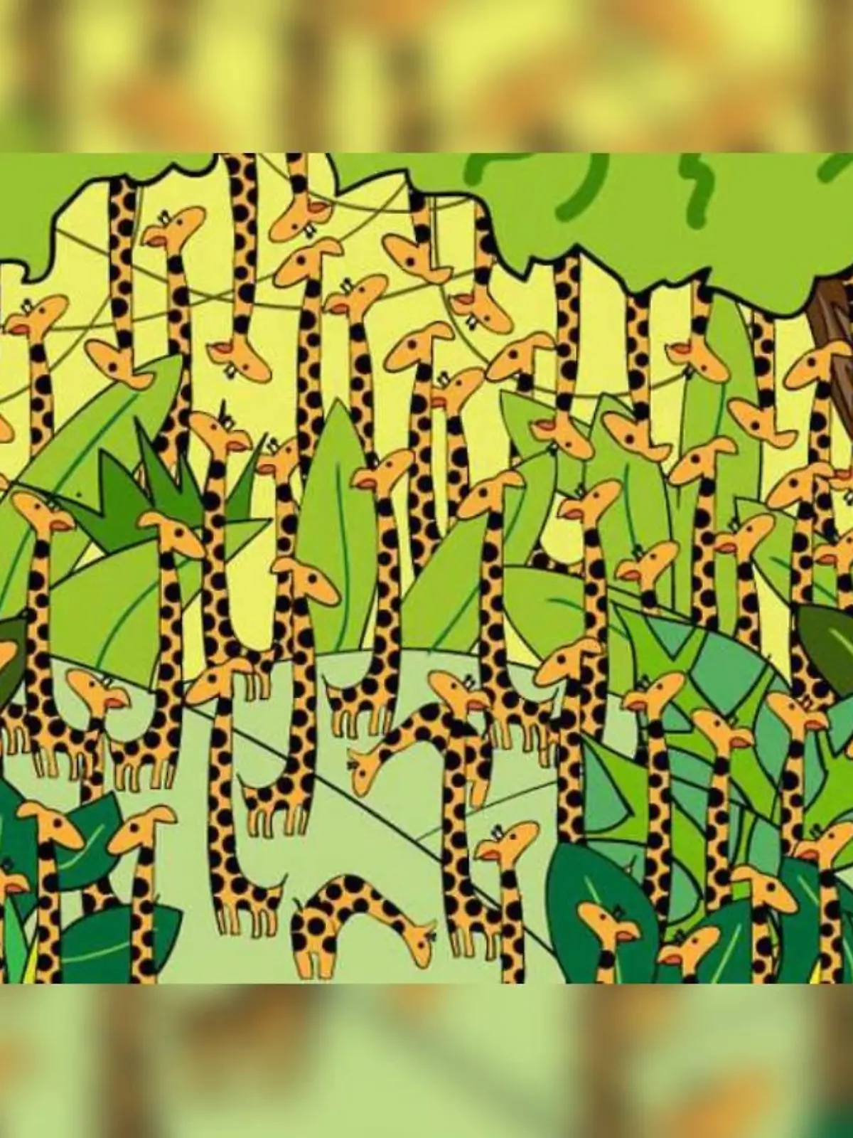 Suchbild Schlange inmitten der Giraffen