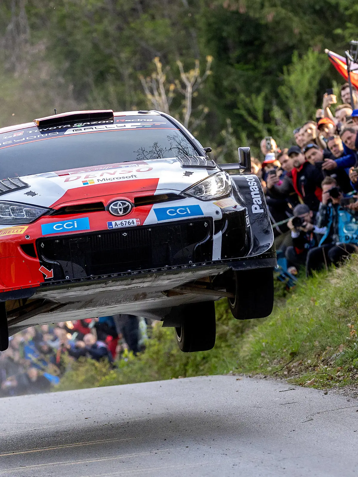 FIA World Rally Championship Croatia - Day Three ZAGREB, CROATIA - APRIL 22: Kalle Rovanpera of Finland and Jonne Halttunen of Finland are competing with their Toyota Gazoo Racing WRT Toyota GR Yaris Rally1 Hybrid during Day Two of the FIA World Rally Championship Croatia on April 22, 2023 at Petrus Vrh near Karlovac, Croatia. IgorxKralj/PIXSELL