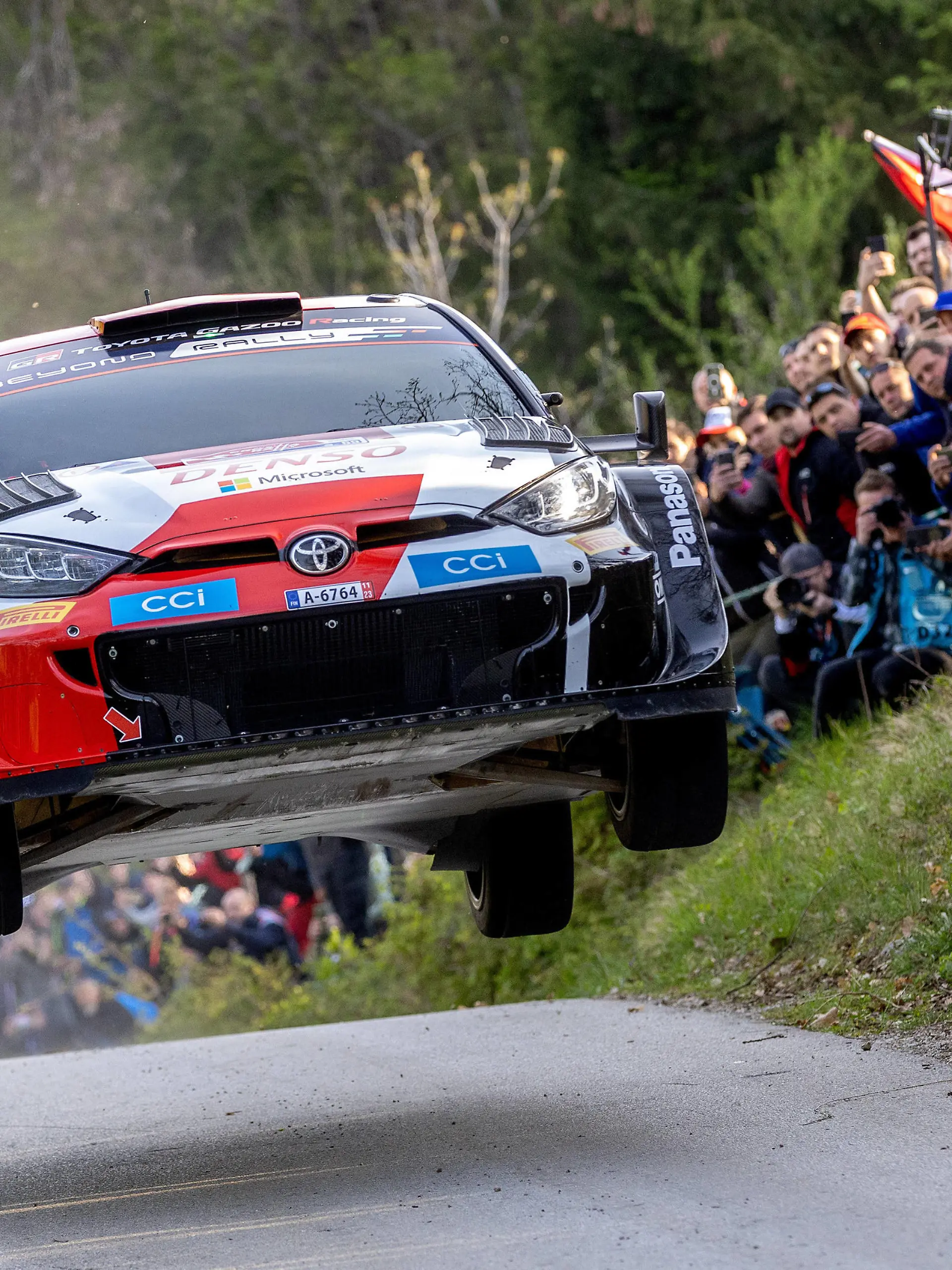 FIA World Rally Championship Croatia - Day Three ZAGREB, CROATIA - APRIL 22: Kalle Rovanpera of Finland and Jonne Halttunen of Finland are competing with their Toyota Gazoo Racing WRT Toyota GR Yaris Rally1 Hybrid during Day Two of the FIA World Rally Championship Croatia on April 22, 2023 at Petrus Vrh near Karlovac, Croatia. IgorxKralj/PIXSELL