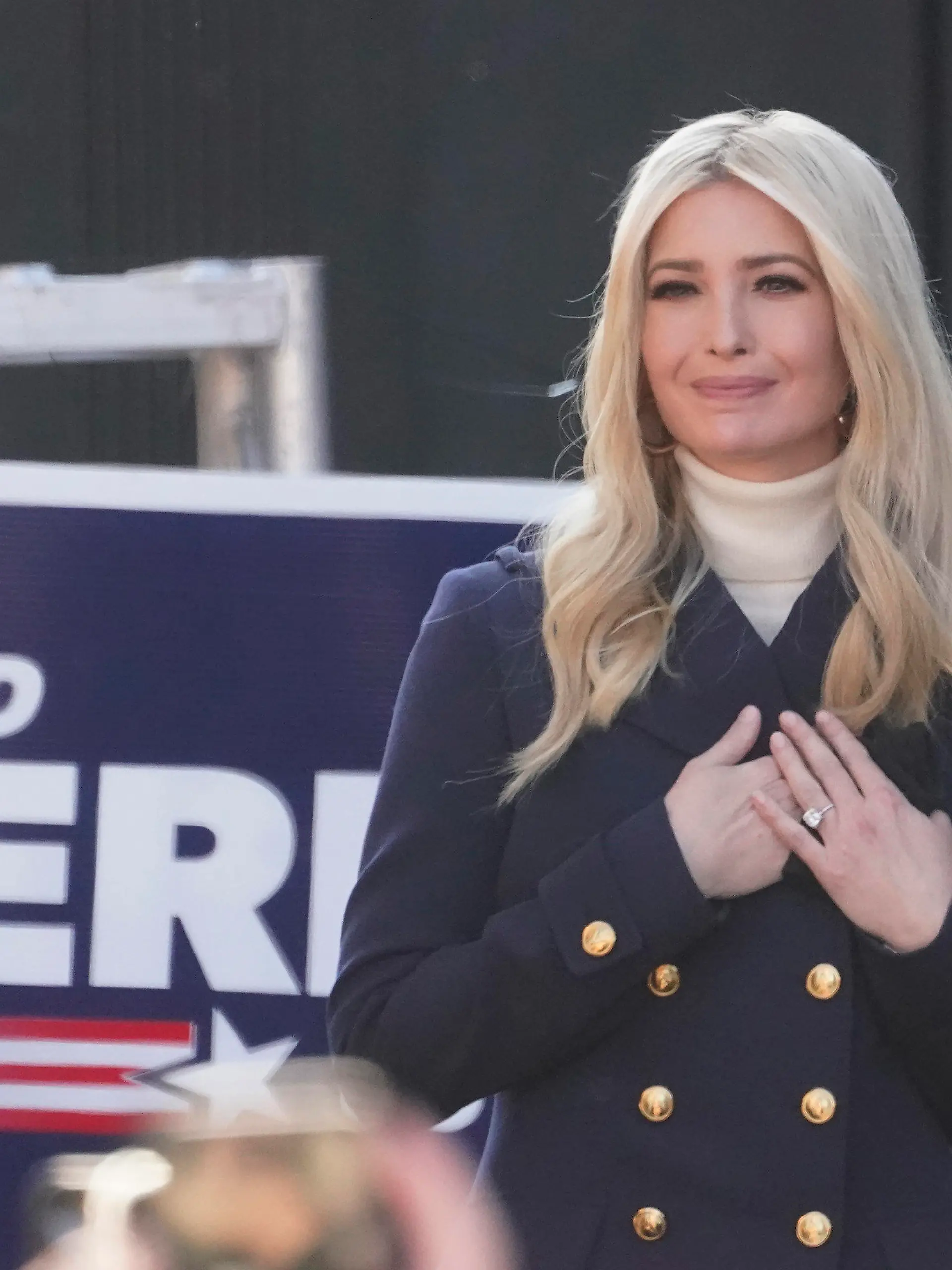 FILE - Ivanka Trump, Assistant to the President, speaks during a campaign rally for Republican Georgia Senators Kelly Loeffler and David Perdue, Monday, Dec. 21, 2020, in Milton, Ga.  Trump helped load boxes of food into the cars of drivers who showed up at a South Florida drive-through food distribution event for those in need. “Merry Christmas,” Trump said Tuesday, Dec. 22, as she hauled a black box into a car’s trunk in the parking lot of King Jesus Ministry in Miami-Dade County.  (AP Photo/John Bazemore, File)