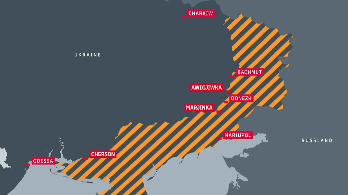 So sieht der Frontverlauf in der Ukraine aus