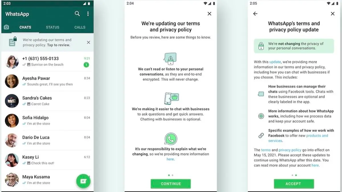 Whatsapp-Banner zu Änderung der Nutzungsbedingungen