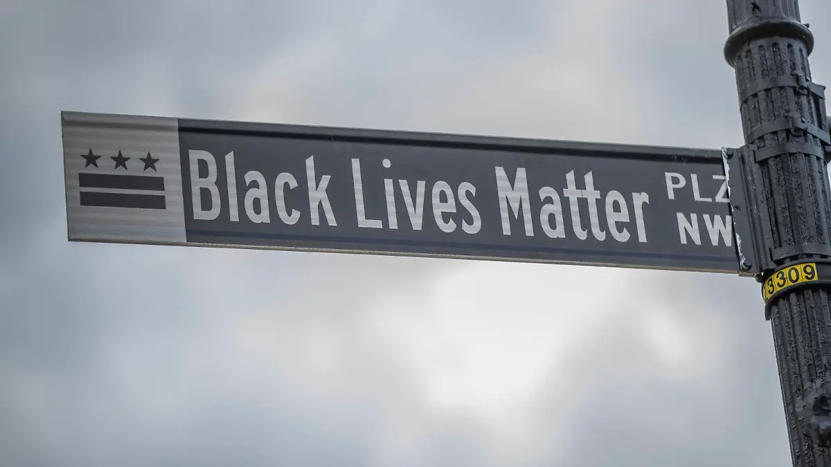 The Black Lives Matter PLZ NW street sign