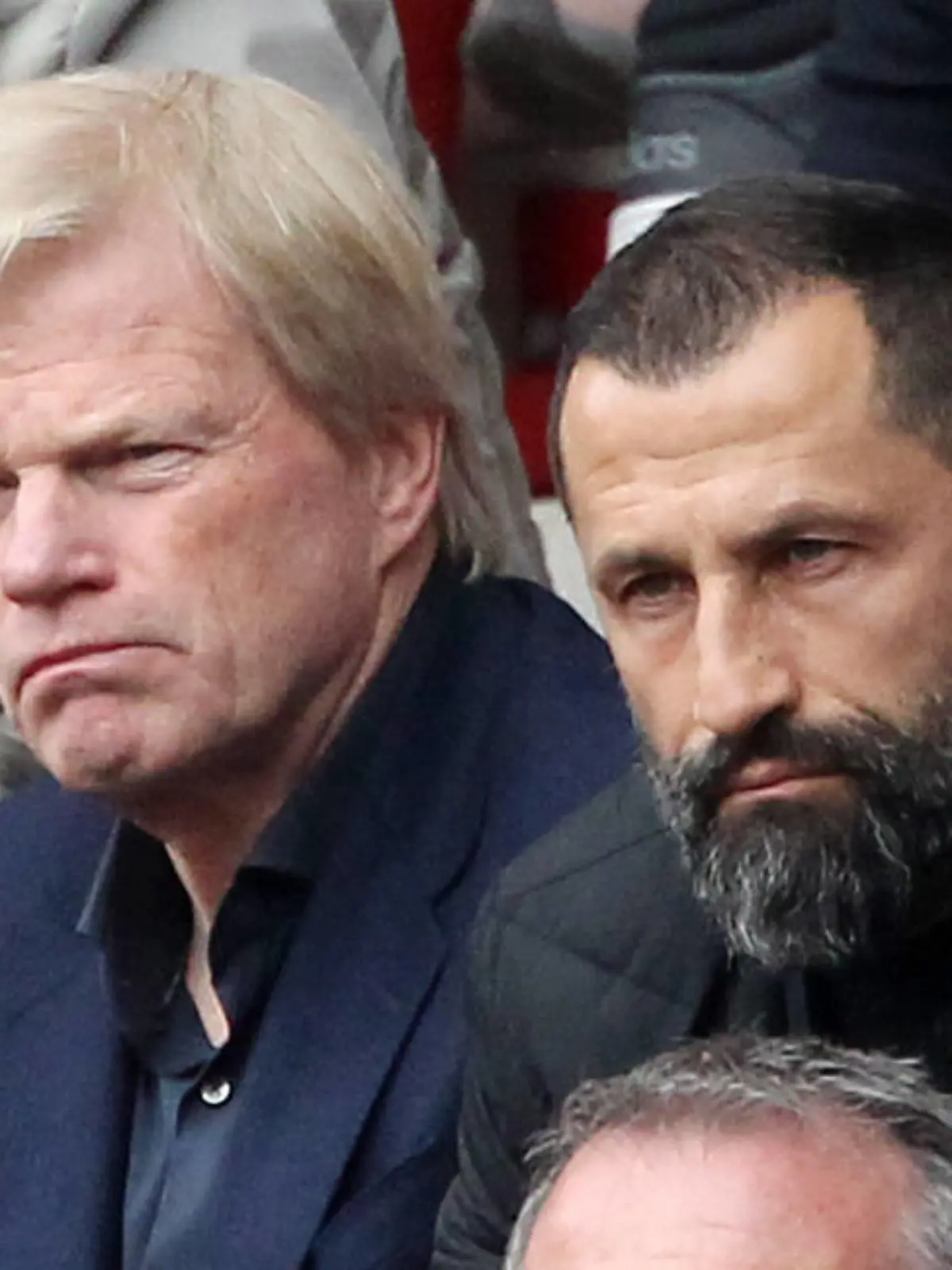 22.04.2023, Fussball 1. Bundesliga 2022/2023, 29.Spieltag, 1.FSV Mainz 05 - FC Bayern München, in der MEWA-Arena Mainz. Oliver Kahn Vorstandsvorsitzender Bayern München, Hasan Salihamidzic Vorstand, Bayern München blicken der 1:3 Niederlage entgegen, ***DFL and DFB regulations prohibit any use of photographs as image sequences and/or quasi-video.*** *** 22 04 2023, Football 1 Bundesliga 2022 2023, 29 Matchday, 1 FSV Mainz 05 FC Bayern Munich, at MEWA Arena Mainz Oliver Kahn CEO Bayern Munich , Hasan Salihamidzic Sport Board, Bayern Munich face 1 3 defeat, DFL and DFB regulations prohibit any use of photographs as image sequences and or quasi video
