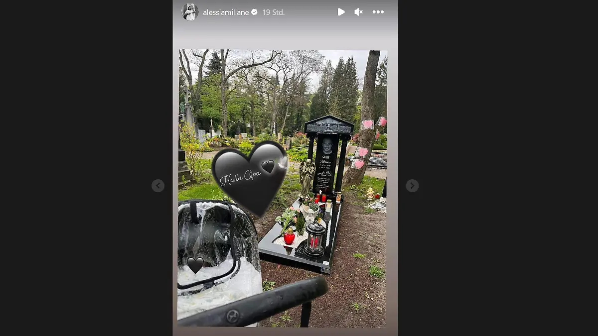 Alessia Herren besucht mit ihrer frisch geborenen Tochter das Grab von Willi Herren.