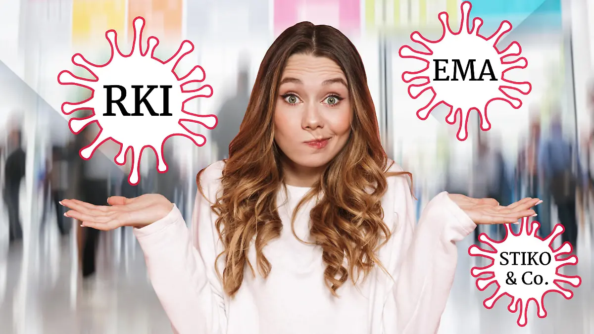Frau fragt sich, was RKI, STIKO und EMA mit Corona zu tun haben.